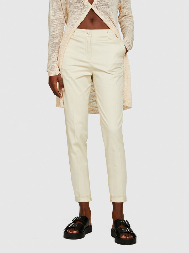 Cigarette trousers - women's skinny fit trousers - Creamy White | Sisley image number 4